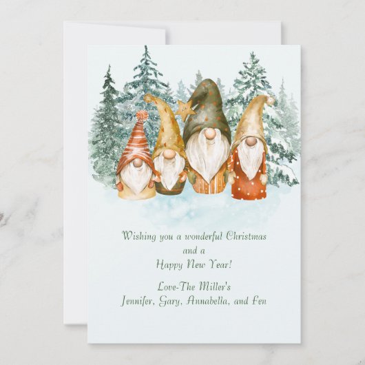 Gnome Weihnachtskarte Feiertagskarte (Vorderseite)