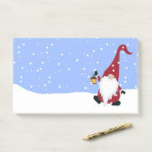 Gnome, Weihnachtsmannmütze, Schnee, Winternachmitt Post-it Klebezettel (Auf Schreibtisch)