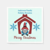 Gnome Weihnachtsschneeflocken Rotes Blau Personali Serviette (Vorderseite)