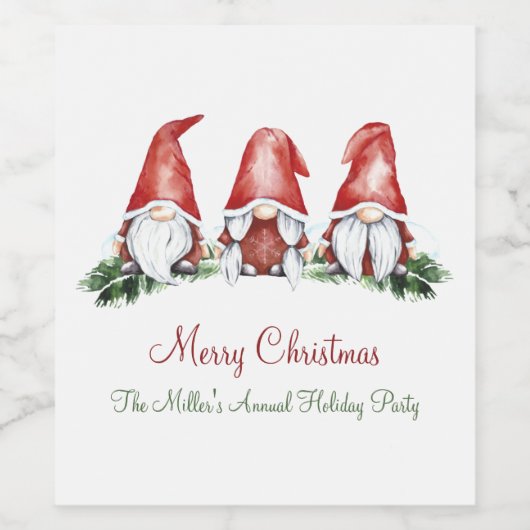 Gnome, Weihnachtsweinlabel Weinetikett (Einzelnes Label)