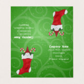 Gnome White Beard in Red Christmas Strumpf Green Visitenkarten (Außenseite Aufgefaltet)