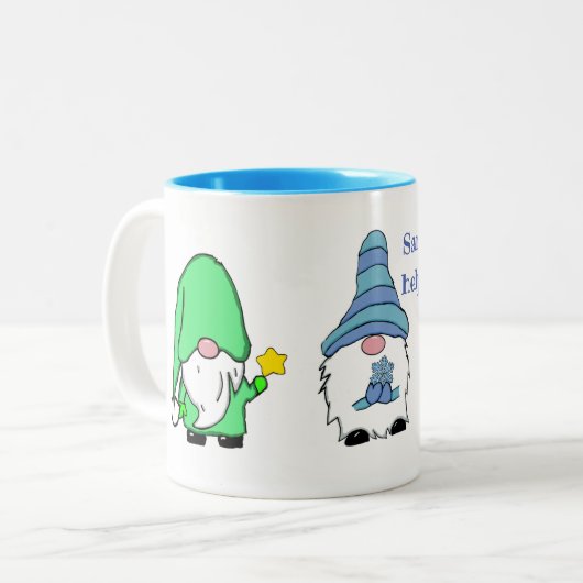 Gnome Winter Weihnachten  Zweifarbige Tasse (Vorderseite Links)