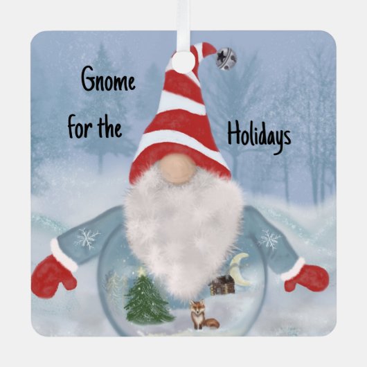 Gnome Winter Wonderland Ornament Aus Metall (Vorderseite)
