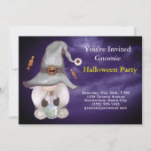 Gnome Witch Magic Cloudy Blue Sky Halloween-Party Einladung (Vorderseite)
