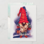 Gnome with a Lantern Christmas Feiertagskarte (Vorne/Hinten)