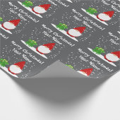 Gnome with green frog cartoon funny Christmas Geschenkpapier (Ecke)