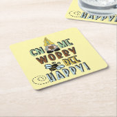 Gnome Worry Bee Happy! Rechteckiger Pappuntersetzer (angewinkelt)