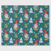 Gnome Wrapping Paper Aquamarin Watercolor Geschenkpapier (Flach)