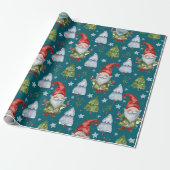 Gnome Wrapping Paper Aquamarin Watercolor Geschenkpapier (Ungerollt)