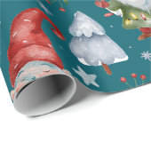 Gnome Wrapping Paper Aquamarin Watercolor Geschenkpapier (Rolleneckpunkt)