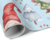 Gnome Wrapping Paper Light Blue Watercolor Geschenkpapier (Rolleneckpunkt)