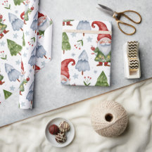 Gnome Wrapping Paper White Water Color