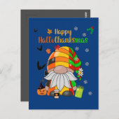 Gnome wünscht Ihnen einen schönen Hallothanksmas-F Postkarte (Vorne/Hinten)