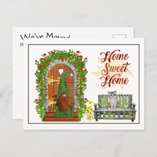 GNOME Zuhause Sweet Zuhause Address Change Postcar Postkarte (Vorne/Hinten)