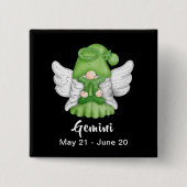 Gnome Zwillinge Astrologie-Sternzeichen Engel Pinb Button (Vorderseite)