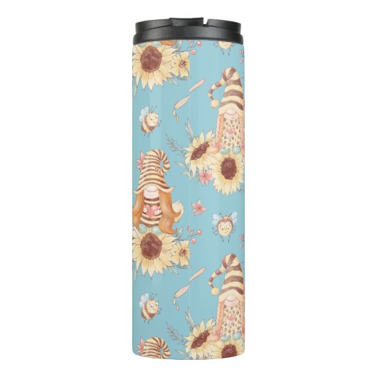 Gnomen, Bienen und Sonnenblumen Thermosbecher (Rückseite)