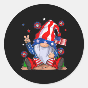 Gnomes 4. Juli Patriotic Gnome Funny American Runder Aufkleber