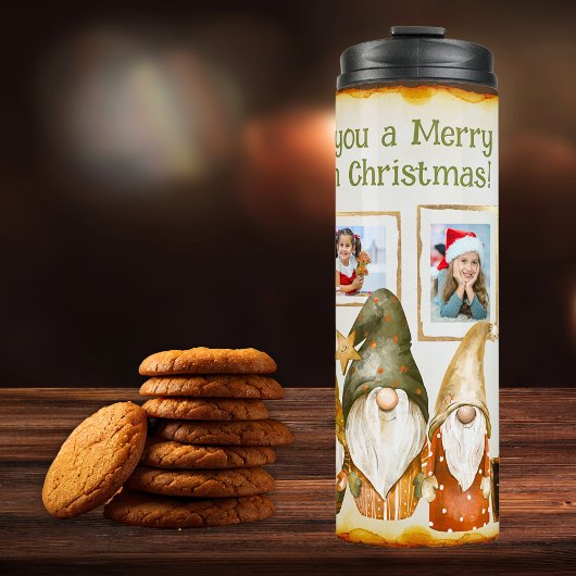 Gnomes 5 Foto Collage Paste Farben Weihnachten Thermosbecher