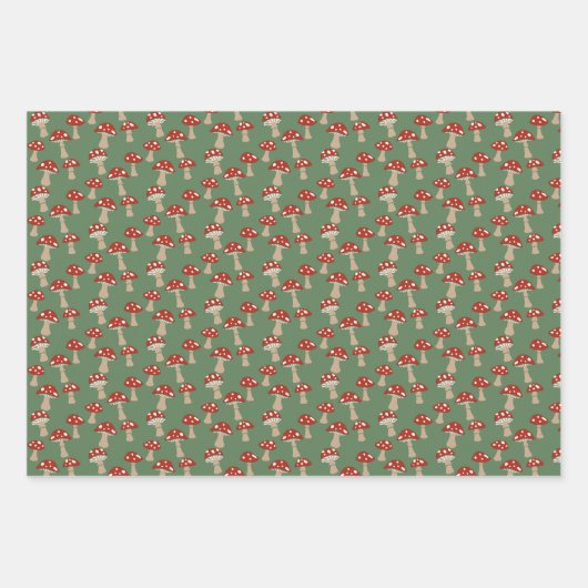 Gnomes and Mushrooms Green Gift Wrap Set Geschenkpapier Set (Vorderseite 3)
