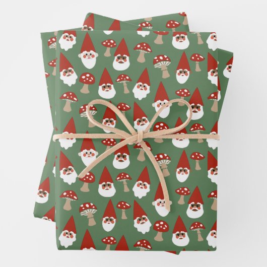 Gnomes and Mushrooms Green Gift Wrap Set Geschenkpapier Set (Beispiel)