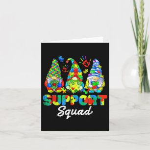 Gnomes Autism Awareness Support Squad Blue Ribbon Karte