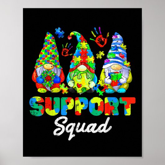 Gnomes Autism Awareness Support Squad Blue Ribbon Poster (Vorne)