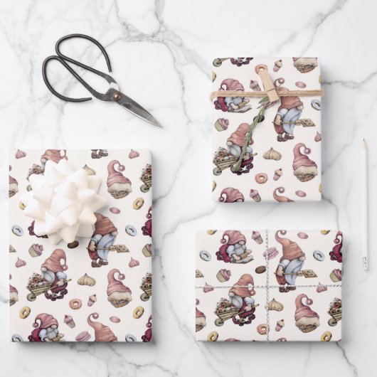 Gnomes Backkuchen Donuts Trendy Adorable Niedlich Geschenkpapier Set (Vorderseite)