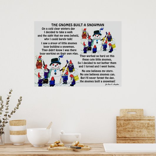 GNOMES BUILD SNOWMAN POSTER (Küche)