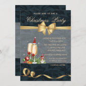 Gnomes, Champagnerglass, Bow Weihnachtsgebäck Part Einladung (Vorne/Hinten)