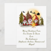 Gnomes Christmas Card Rustic Woodland Whimsical Einladung (Vorne/Hinten)
