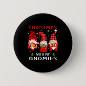 Gnomes Christmas Family Leopard Funny Plaid Men Wo Button (Vorderseite)