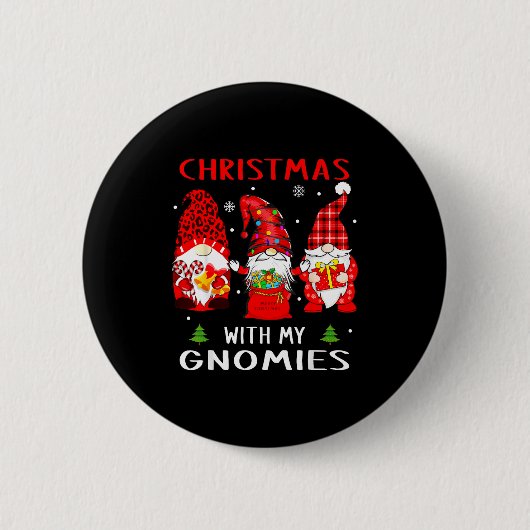 Gnomes Christmas Family Leopard Funny Plaid Men Wo Button (Vorderseite)