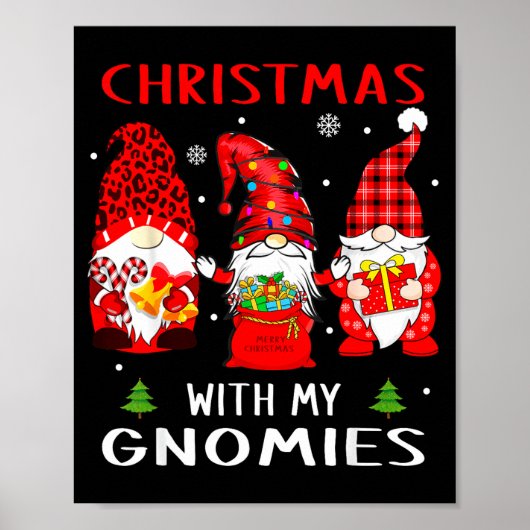 Gnomes Christmas Family Leopard Funny Plaid Men Wo Poster (Vorne)
