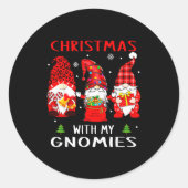 Gnomes Christmas Family Leopard Funny Plaid Men Wo Runder Aufkleber (Vorderseite)