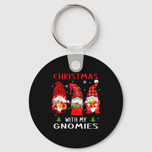 Gnomes Christmas Family Leopard Funny Plaid Men Wo Schlüsselanhänger (Vorderseite)