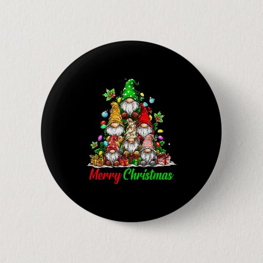 Gnomes Christmas Tree Pajamas Funny Gnome Holiday Button (Vorderseite)