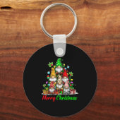 Gnomes Christmas Tree Pajamas Funny Gnome Holiday Schlüsselanhänger (Vorderseite)