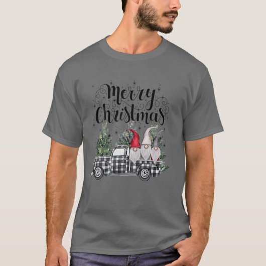 Gnomes Christmas Tree Truck Merry Christmas Gnomes T-Shirt (Vorderseite)