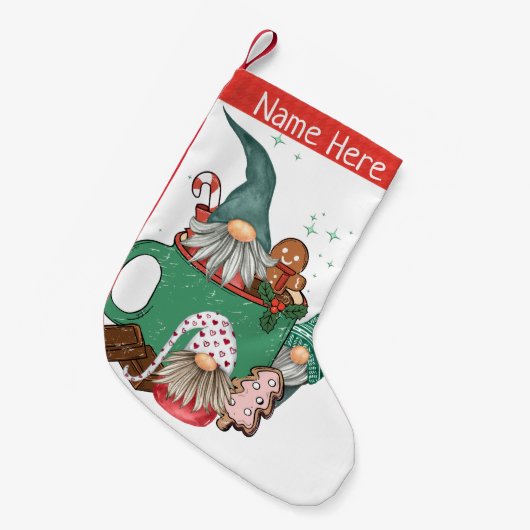Gnomes & Cocoa Kleiner Weihnachtsstrumpf (Vorderansicht (hängend))