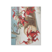 Gnomes dragging a cut tree trunk through the snow notizblock (Rotiert)