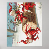 Gnomes dragging a cut tree trunk through the snow poster (Vorne)