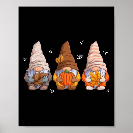 Gnomes Erntedank wird mit Pumpkin-Blätter gespielt Poster (Vorne)