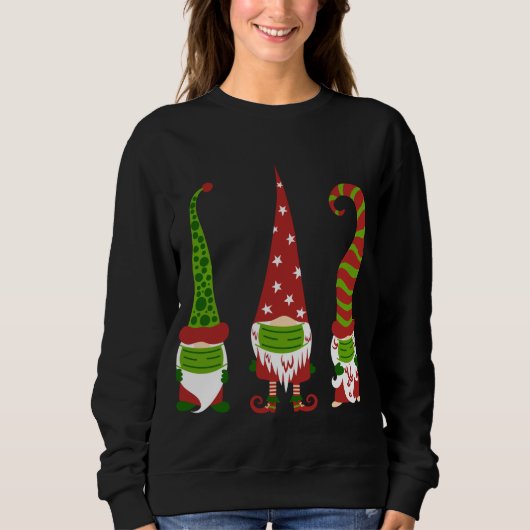 Gnomes Face Mask Matching Family Christmas Party P Sweatshirt (Vorderseite)