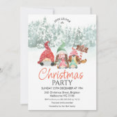 Gnomes Family of Four Christmas Party Einladung (Vorderseite)