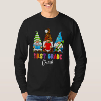 Gnomes First Grade Crew First Day Teacher Back To T-Shirt