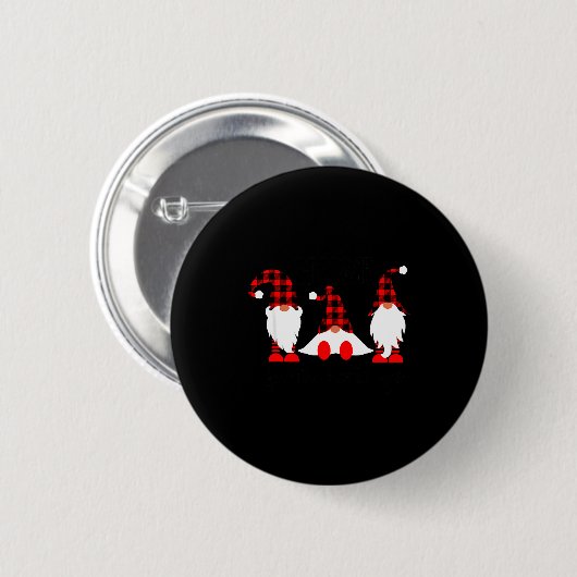 Gnomes For The Holidays Buffalo Plaid Gnome Christ Button (Vorne & Hinten)