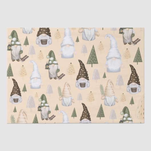 Gnomes Forest Beige Seidenpapier (Vorderseite)