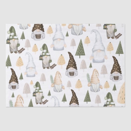 Gnomes Forest White Seidenpapier (Vorderseite)