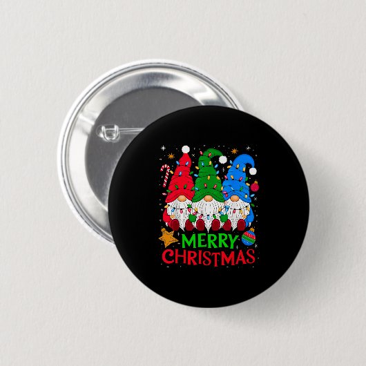Gnomes Frohe Weihnachten Weihnachten Matching Button (Vorne & Hinten)