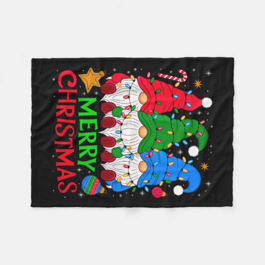 Gnomes Frohe Weihnachten Weihnachten Matching Fleecedecke (Vorderseite (Horizontal))
